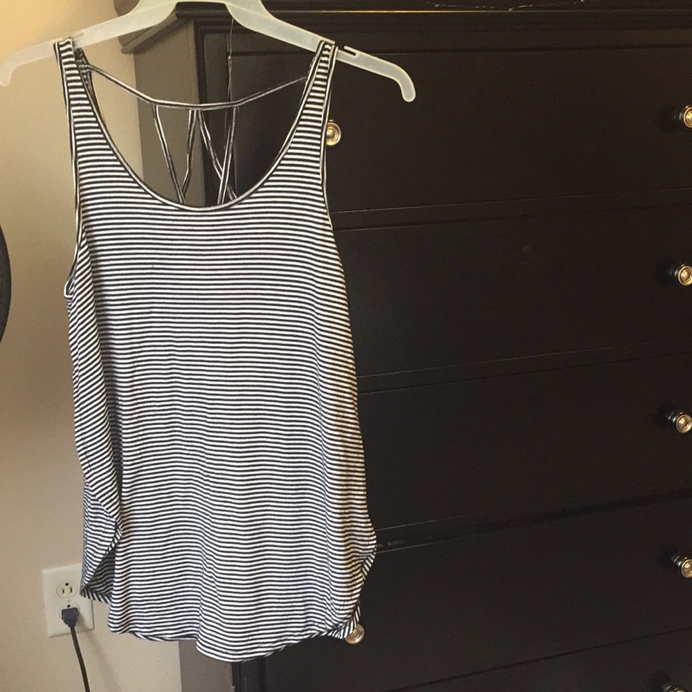 Hollister black and white striped tank top